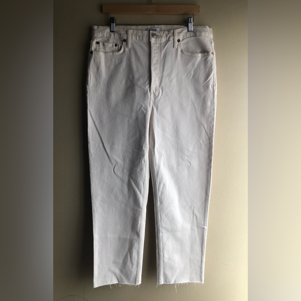 New RE/DONE HIGH RISE STOVE PIPE Women White Jeans Size 31